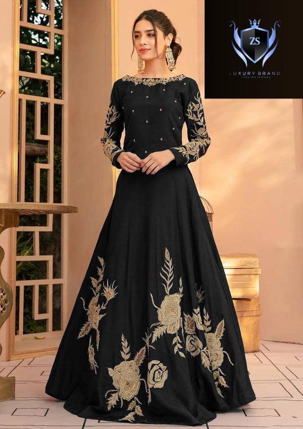 Heavy Embroidered Neckline, Sleeves & Bottom Maxi